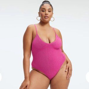Good American Always Fits Metallic One Piece - Fuchsia Pink